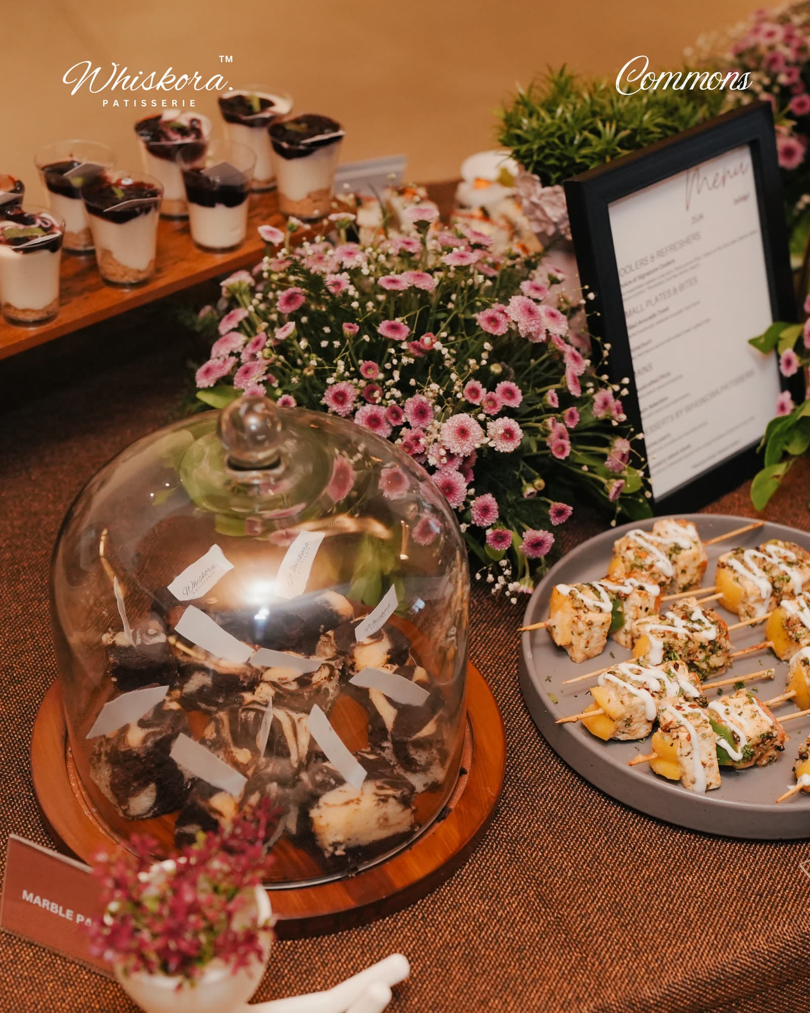 A Whiskora Patisserie dessert spread at an early Commons gathering.
